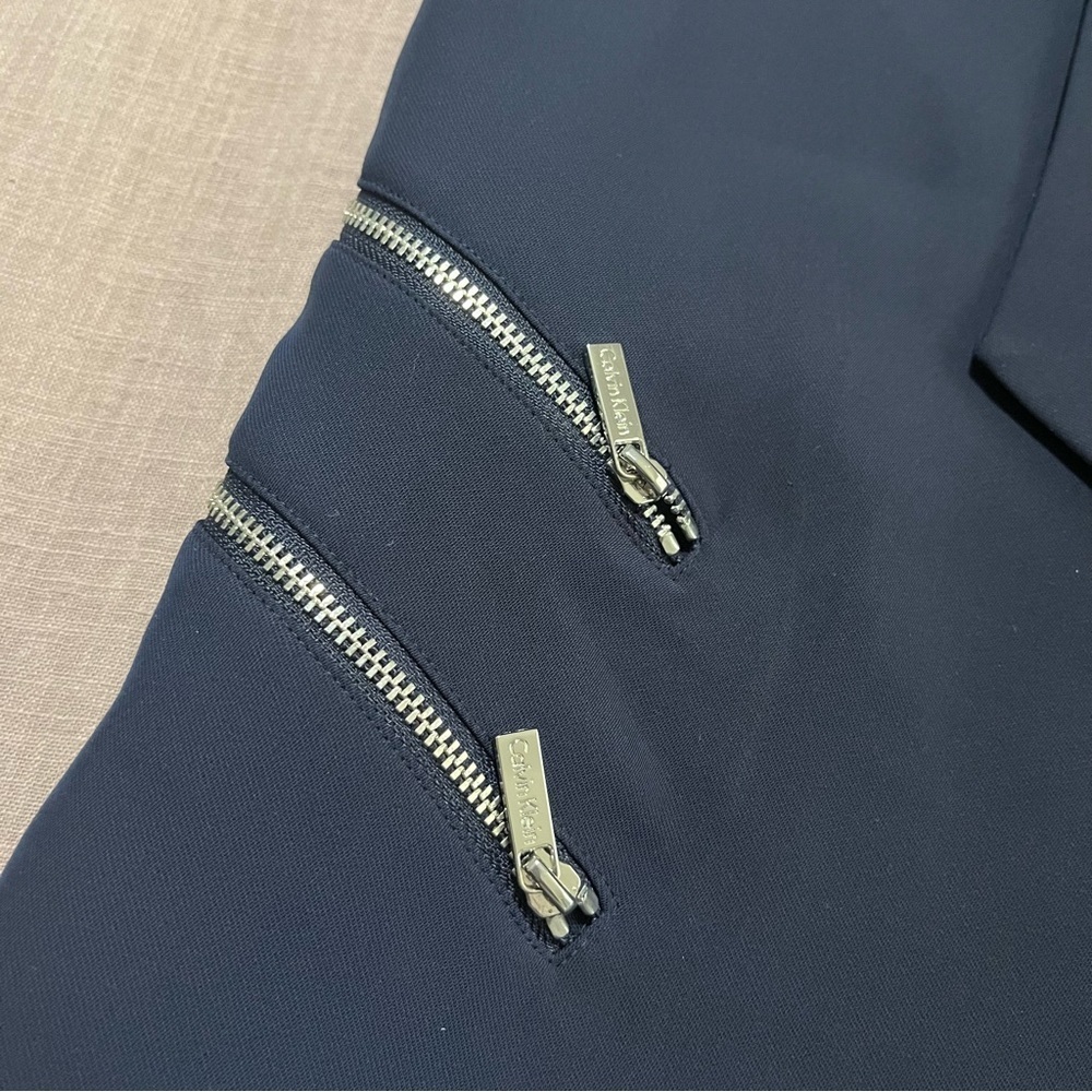 NWT Calvin Klein Women Navy Open Vest Zipper Details Size 14 Workwear Office - Picture 3 of 7